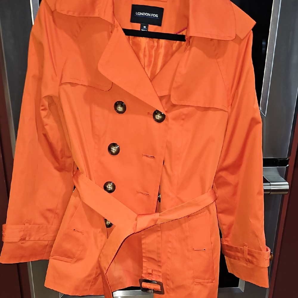 London Fog Vibrant Orange Trench Coat
